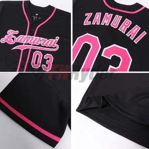 Custom Unisex Black Pink Baseball Jersey Full Sleeve Sublimated Team <b>Name</b> Number Fitted Breathable Adult Apparel Anti-Bacterial - Product Image 4