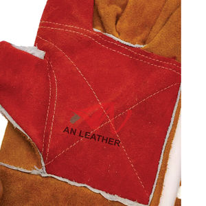 Guantes de soldadura de doble palma de cuero dividido de cuero de vaca Guantes de trabajo de seguridad de construcción industrial personalizados - Product Image 2