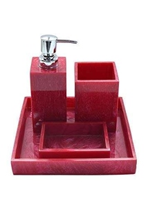 Handcrafted Resin Bathroom Set Minimalist Soap Dispenser Toothbrush Holder Cup Tray for Home Spa Hotel Use - Product Image 6