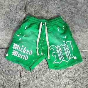 Pantalones cortos de algodón lavados con ácido y piedra con parche bordado de gran tamaño descolorido informal personalizado para hombre - Product Image 5