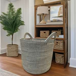 Luxury Eco-Friendly <b>Round</b> SEAGRASS <b>BASKET</b> Multifunction Storage Size L Multi-Purpose Use - Product Image 6