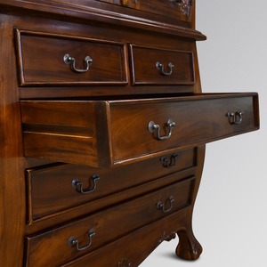 Armoire de présentation artisanale en bois de teck massif de luxe en bois de Java, style côtier antique, avec tiroirs pour meubles de maison, salles à manger, salons - Product Image 3