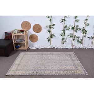 พรมขนาด 4.3x6.6 ฟุต, พรมตุรกีโบราณ, พรมลายดอกไม้สีเบจฟ้า - Product Image 2