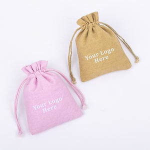 Ensemble de deux sacs à cordon en coton pochettes écologiques imprimées sur mesure pour emballage et cadeaux sacs en tissu réutilisables pour bijoux - Product Image 2