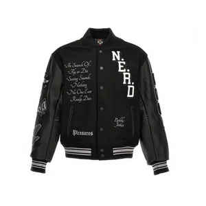 Chaqueta universitaria, proveedor al por mayor, fábrica OEM, logotipo personalizado, chaqueta de béisbol universitaria, ropa de calle de moda, ropa informal de cuero y lana - Product Image 3