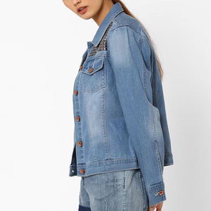 Nouvel article à la mode couleur unie Look femmes fausse fourrure Denim veste meilleur coton fait boutonné Style Street Wear femmes jean veste - Product Image 2