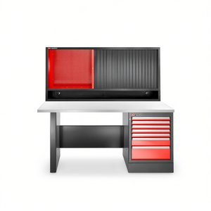 Armoire à outils haute performance Facom, plan de travail en acier inoxydable, établi avec 7 tiroirs et unité murale - Product Image 2