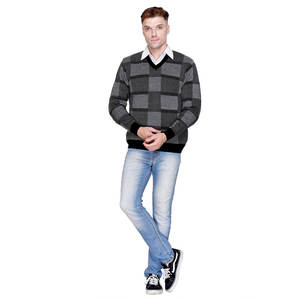 Pulls légers pour hommes à prix réduit Pulls à col en V pour hommes de marque privée Pulls pour hommes de grande taille - Product Image 5