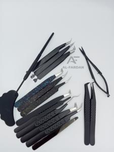 Pince à cils et sourcils avec logo personnalisé noir mat noir ensemble avec ciseaux à ressort pince à épiler volume cils en acier inoxydable massif - Product Image 4