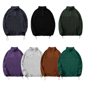 Bordado en blanco Unisex pulóver sudaderas de alta calidad de gran tamaño liso cuello con cremallera al por mayor polar sudaderas con capucha personalizadas - Product Image 1