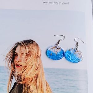 CRAFT ZONE EXPORT Boucles d'oreilles tendance en résine époxy, motif floral, peintes à la main, crochets métalliques durables, pour filles, Saint-Valentin - Product Image 4