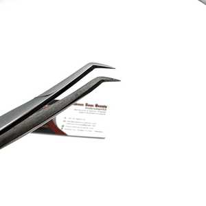 Pinzas para Pestañas de 65 Grados, Acero Inoxidable Plateado, Impresión de Logotipo Personalizado, Pinzas para Extensión de Pestañas OEM - Product Image 2