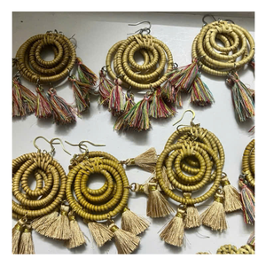Rattan <b>Earring</b> Masterpieces: Vietnam Handwoven Treasure, Designed for Easy Rattan <b>Earring</b> Wear and Chic Decor Charm Accessory - Product Image 3