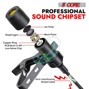 5 Core <b>Microphone</b> Professional Lavalier Mic Wearable Omnidirectional <b>Condenser</b> 3.5mm Body Microfono - Product Image 4