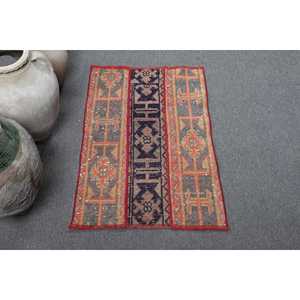 พรมวินเทจขนาด 2x2.8 ฟุต, พรม, พรมขนสัตว์สีแดงแบบตะวันออก - Product Image 1