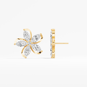 Pendientes de lujo hechos a mano con forma de estrella de oro de 14K y 18K, la mejor idea de regalo con diamantes cultivados en laboratorio Marquise para mujer - Product Image 2