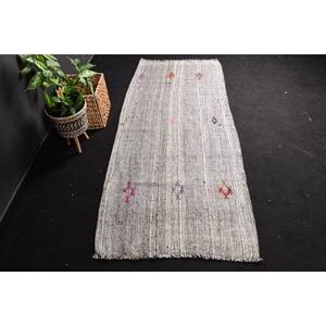 Alfombra turca gris Bohemia Vintage de 2,8x6,4 pies de área grande de lana Rectangular abstracto para pasillo, dormitorio, sala de estar, látex - Product Image 1