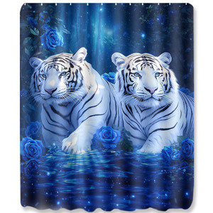 Custom Printed Shower <b>Curtain</b> Waterproof Polyester 180x180cm <b>with</b> <b>Hooks</b> Wholesale - Product Image 5