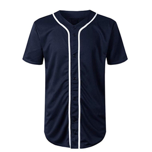 Custom Design OEM V Neck Button Shirts Sportswear Baseball Softball Jersey Breathable Quick Dry 100% Polyester Anti-Bacterial - Product Image 1