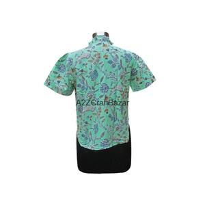 Vestido Mini de Manga Corta Casual Holgado con Cuello Redondo 100% Algodón Puro, Estampado Floral en Bloques con Botones Hechos a Mano, Transpirable para Uso Diario - Product Image 5