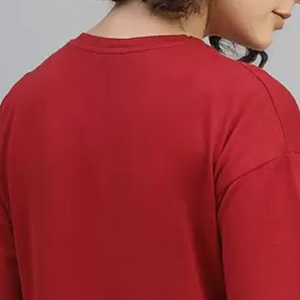 Camiseta de Mujer Extra Grande 100% Algodón al por Mayor, Venta Caliente, Logotipo Personalizado, Diseño a Cuadros, Cierre de Cremallera, Tejido de Punto Cómodo, Estampado Sólido - Product Image 3