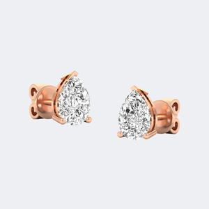 Pendientes Clásicos de Diamante Cultivado en Laboratorio, Corte Pera, Punta en V, 1.00CTW, Color D E F, Claridad VVS VS, Oro Blanco, Oro Rosa, Joyería para Mujer, India - Product Image 4