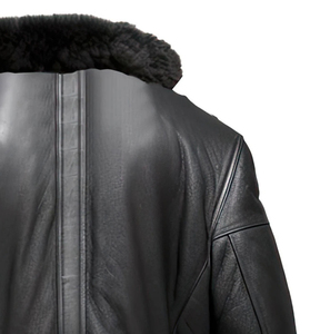 Manteau long en cuir véritable fait main pour homme, de luxe, coupe ajustée, écologique, respirant, épais et tendance pour l'hiver - Product Image 3