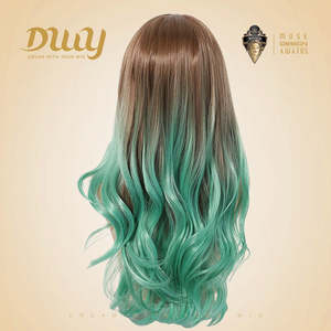 Penny-DWy High Quality Synthetic <b>Wig</b> 24-Inch Layered <b>Short</b> <b>Wig</b> with Free Parting in Light Brown and Green Free Shipping - Product Image 3