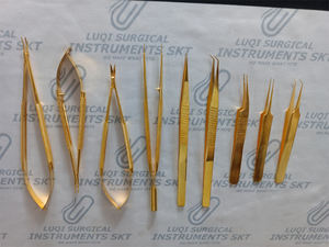 Juego de Instrumentos de Microcirugía con Recubrimiento de Oro Avanzado, Kit de Cirugía Manual Microquirúrgica de Acero Inoxidable Alemán, Certificado CE - Product Image 3