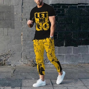 Conjunto de 2 piezas de chándal para hombre, ropa deportiva para correr con estampado 3D de verano, camiseta de manga corta, pantalones largos, ropa de calle informal - Product Image 2