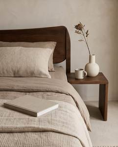 Modern Solid Wood <b>Platform</b> <b>Bed</b> <b>Frame</b> with Curved Headboard King Queen Size Bedroom Furniture for Home Hotel Villa - Product Image 4