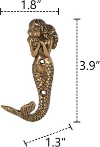 Gold Mermaid Shape Metal Wall <b>Coat</b> Hooks <b>Beach</b> Decoration Wall Mounted Hanging Rack for Keys Towel Clothes - Product Image 5