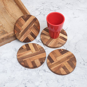 Sous-verres et tapis de table ronds en bois faits à la main, écologiques et de qualité supérieure, pour tasses à thé, usage en gros sur table, boissons chaudes/froides - Product Image 2