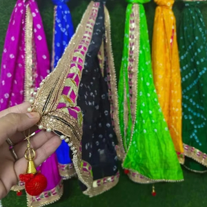 Bufanda Bandhani Dupatta de algodón suave hecha a mano auténtica ColorfulBandhani Wrap Festival-Ready Multicolor Dupatta - Product Image 5