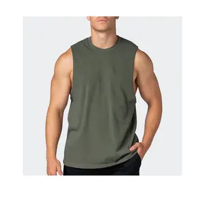 Logo personalizzato new men's split gym wear cotton fitness stringers muscle fit workout canotta canotta per uomo