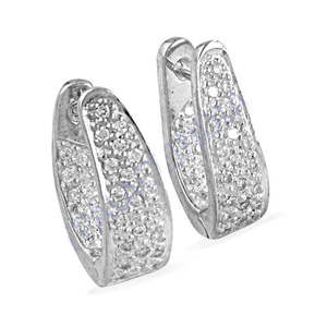 Boucles d'oreilles Huggie de luxe pour femmes en argent 925 avec micro-pavé de zircon, plaqué argent, tendance, pour anniversaire et usage quotidien - Product Image 2