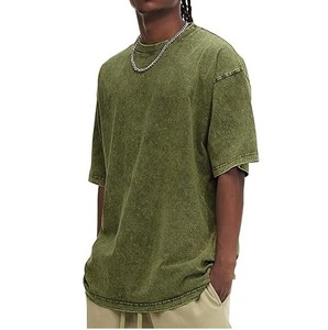 2025 nouveauté 100% coton goutte épaule O cou blanc lavé Vintage soleil délavé T-shirt à manches courtes en plein air pour hommes respirant - Product Image 2