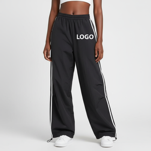 Pantalon de jogging unisexe en polaire pour l'hiver, taille haute élastique, coupe droite classique, pour sports de plein air, course à pied, avec bandes latérales et lacets - Product Image 5