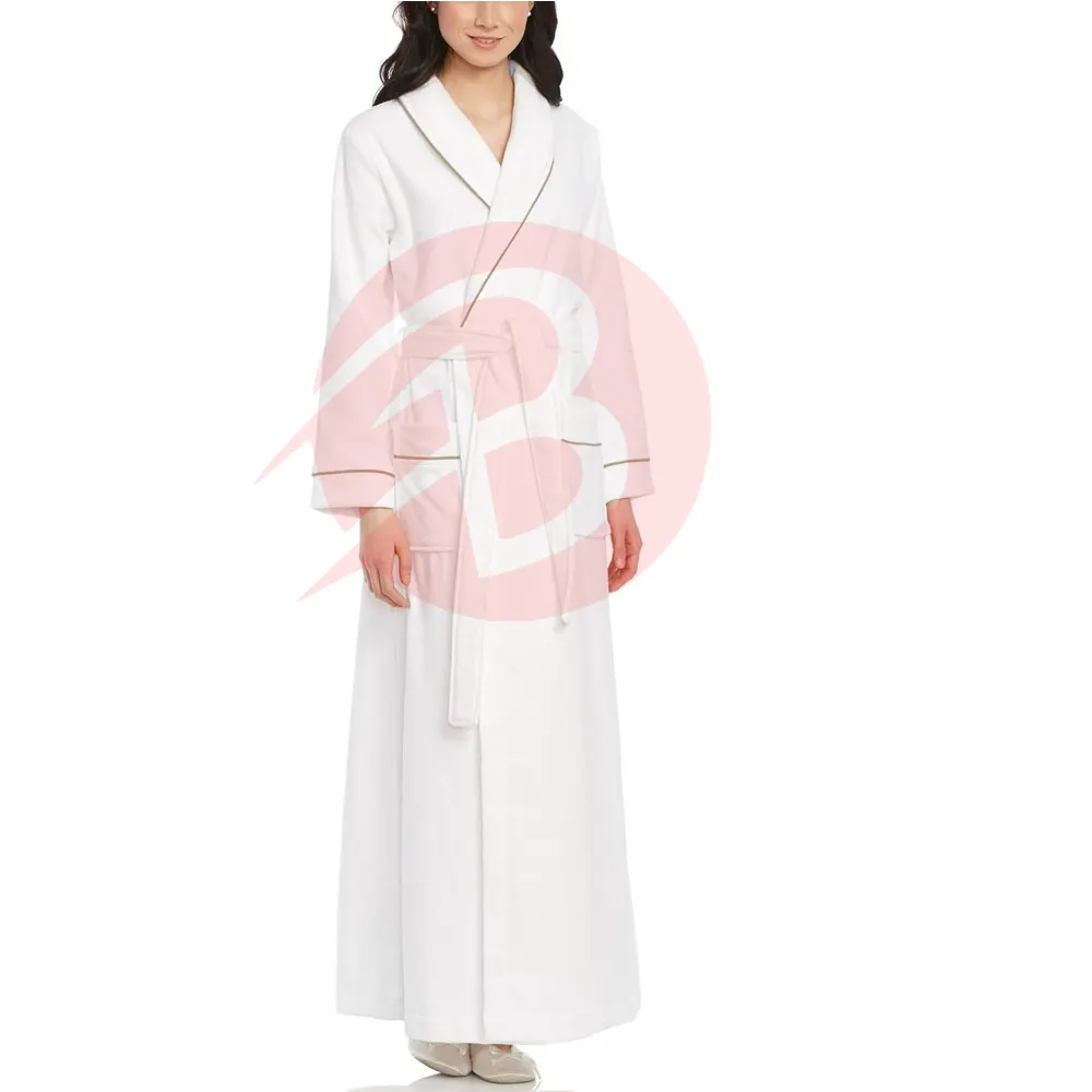 Robe de bain longue en polaire pour femmes, confortable et de qualité supérieure, 100% coton, pour la maison, l'hôtel