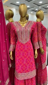 Traje de 3 piezas de estilo indio pakistaní Salwar Kameez Heavy Georgette para mujer en la colección CHAP rate 2024 - Product Image 3