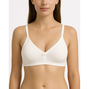 Sujetador de algodón inalámbrico sin relleno con cuello en V para mujer, copa triangular 170, sin costuras, de maternidad, ajustable, transpirable, lavable a máquina, con ganchos - Product Image 1