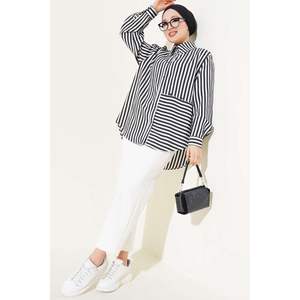 Camisa asimétrica a rayas con botones negra - Product Image 2