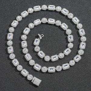 Luxury 14K Solid <b>Gold</b> Cuban Chain with Radiant Cut Diamond Customized IGI Certified Bling <b>Necklace</b> for <b>Men</b> - Product Image 2