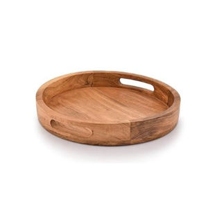 Plateau de service rond en bambou naturel pour dîners, présentoir à fromages, charcuterie et vins - Product Image 1