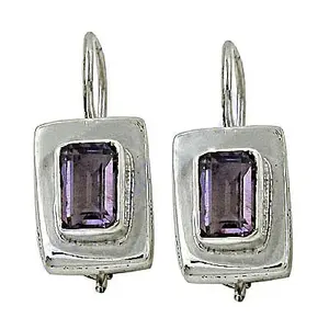 "925 Silver Amethyst Fashion <b>Drop</b> Earrings for Women's Daily Wear" - Product Image 3