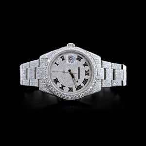 Nueva llegada Iced out Lab Grown Diamond Reloj de cuarzo analógico Reloj inteligente de acero inoxidable blanco completo - Product Image 1