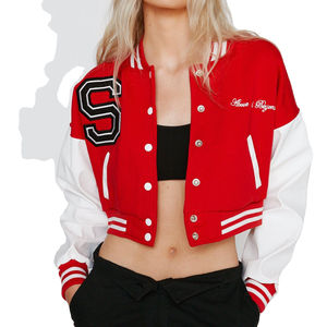 Haute qualité femmes Crop Varsity veste respirant laine corps Chenille broderie personnalisé Letterman conception produit fini - Product Image 3