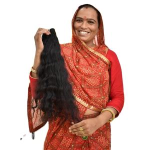 Extensiones humanas de doble trama de color natural estilo templo indio virgen 100% al por mayor, fabricante directo de paquetes ondulados naturales - Product Image 1