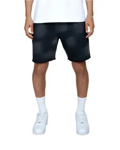 Shorts en toile délavée personnalisés pour hommes, style streetwear unisexe vintage, 100% coton, séchage rapide, respirant - Product Image 1