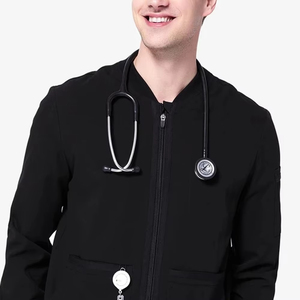 Veste d'infirmière noire personnalisée avec logo pour homme, vêtements médicaux d'hôpital, blouses d'infirmière en spandex - Product Image 4
